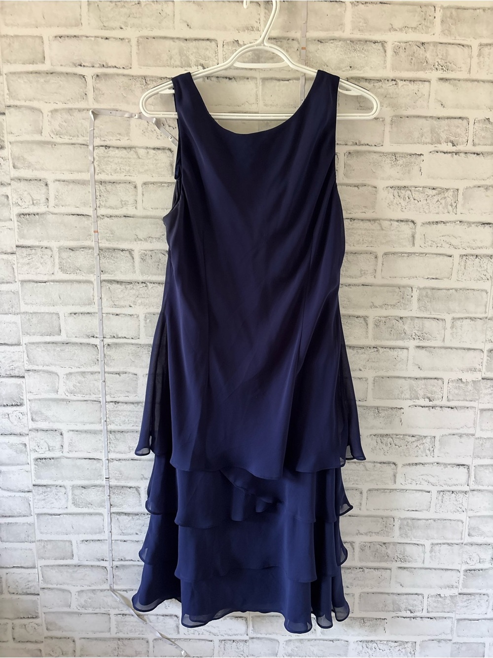 S.L. Fashions Navy Layered Chiffon Midi Dress